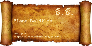 Blana Balázs névjegykártya